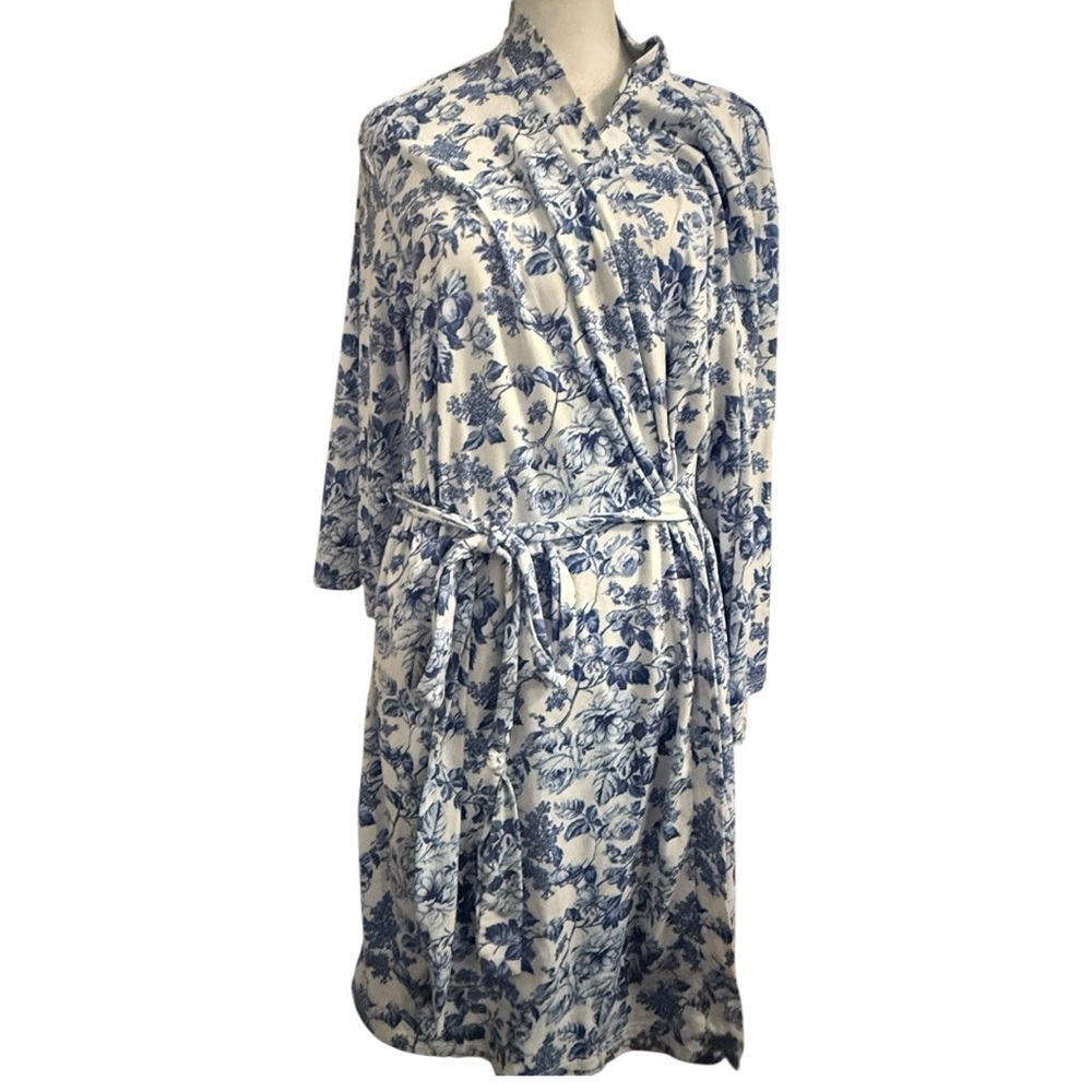 Laura Ashley Soft Floral Midi Robe with Attached Belt XL